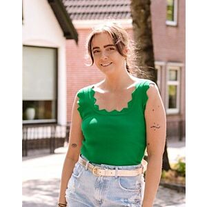 Top met zigzagband Felgroen